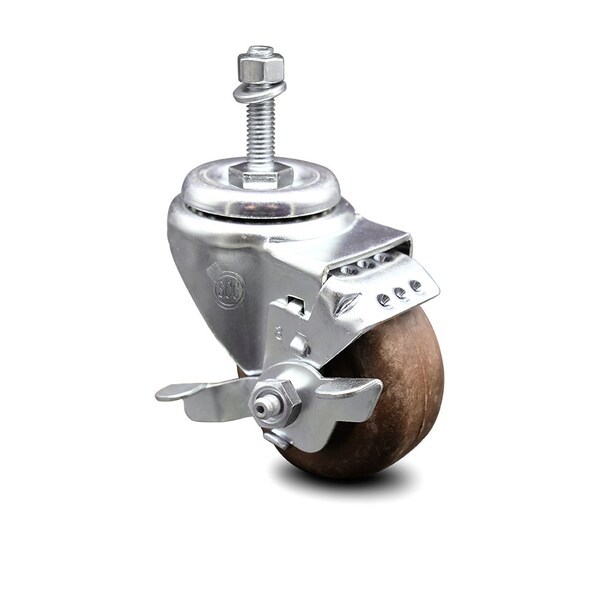 3 Inch High Temp Glass Filled Nylon 10mm Threaded Stem Caster with Brake